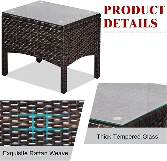 Pemberly Row 3-Piece 26'' Rattan Conversation Set Outdoor Seating Ensemble Built for Casual Comfort and Interaction Red
