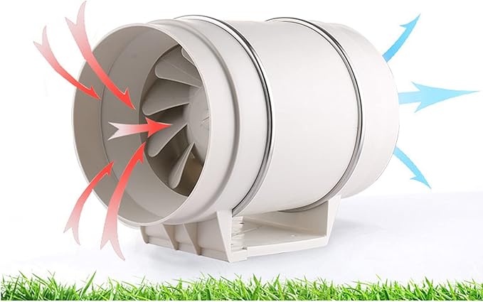 4'' Inline Duct Fan 129.41 CFM High-Efficiency Exhaust Ventilation Fan Quiet 31dB Air Duct Fan with Pure Copper Motor for Home Kitchen Bathroom Grow Tent Hydroponics (US Plug 110V)