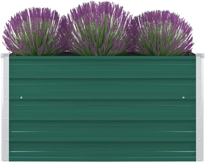 Outdoor Raised Garden Bed Galvanized Steel Square Planter Box Outdoor Raised for Gardening Vegetables Flowers 39.4x39.4x17.7 Galvanized Steel Green