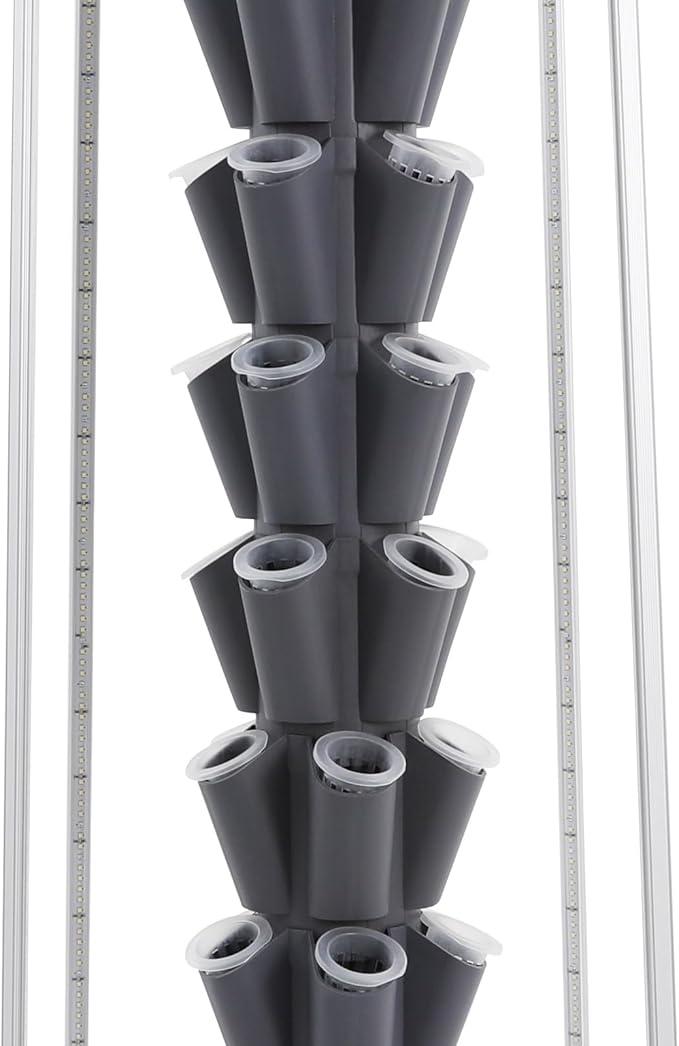 Hydroponics Growing System Tower Kit with Led Light 40pods Vertical Hydroponic Tower Hydroponics Tower Indoor Garden for Herbs Fruits and Vegetables (8 Layer)