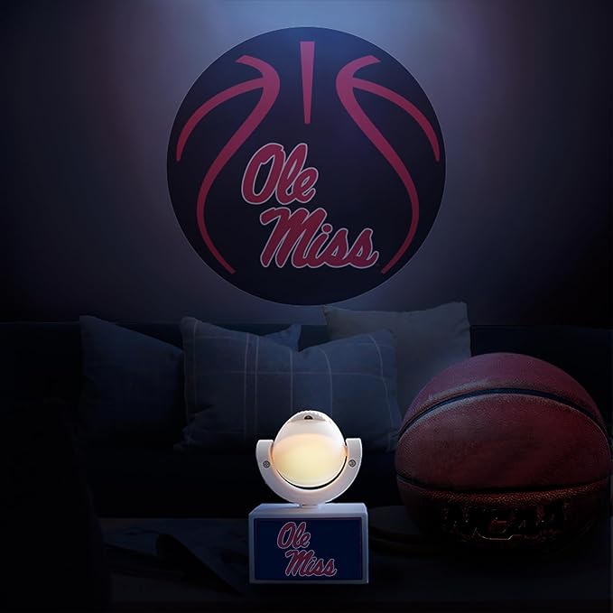 Sporticulture NCAA American Football Mississippi Ole Miss - Adjustable Led Mini Spotlight Projector with 6 Team Logo Designs - Portable &amp Rechargeable Spotlight - Battery-Operated - 4.375” x 3.125