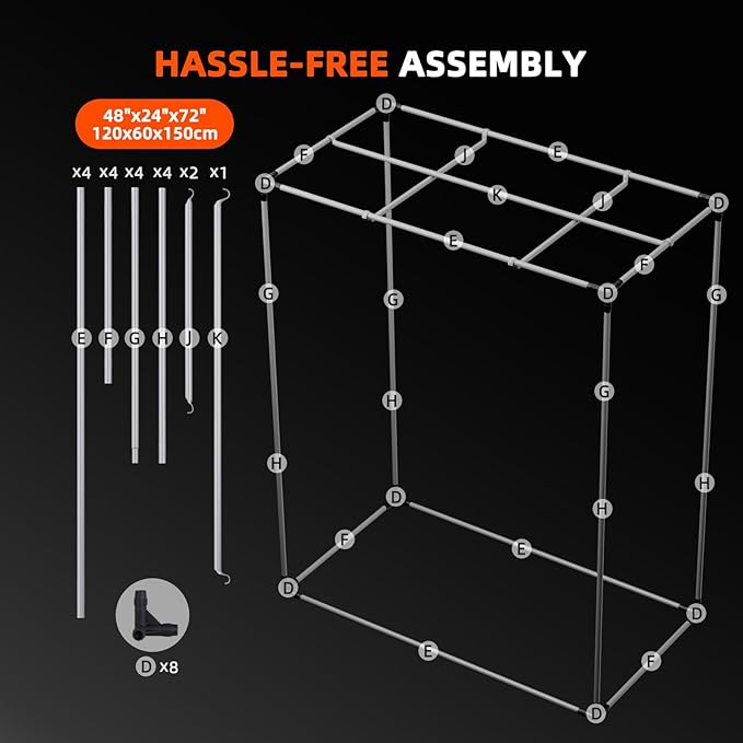 Spider Farmer 4x2 Grow Tent 2025 New 48x24x60 with Hook for Controller and Power Strip Enlarged View Window 1680D Thicken Mylar Canvas for Indoor Hydroponic Growing for SF2000 SE4500 G4500