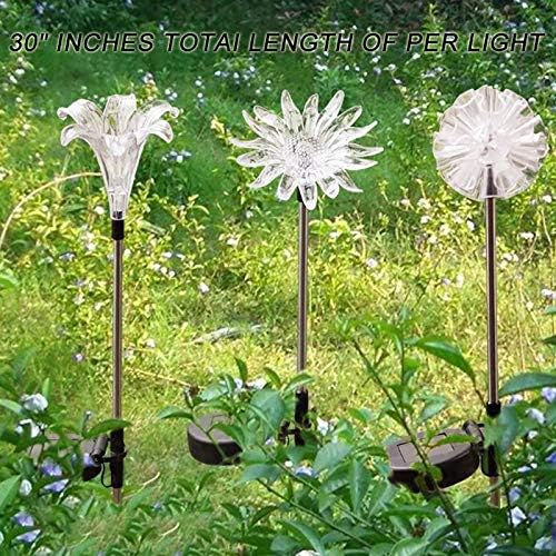 Plant Growing Lamps Solar Light LED Colorful Light Outdoor Lotus Dandelion Lily Sunflower Stake Lights for Yard Garden Path Way Landscape Lamp