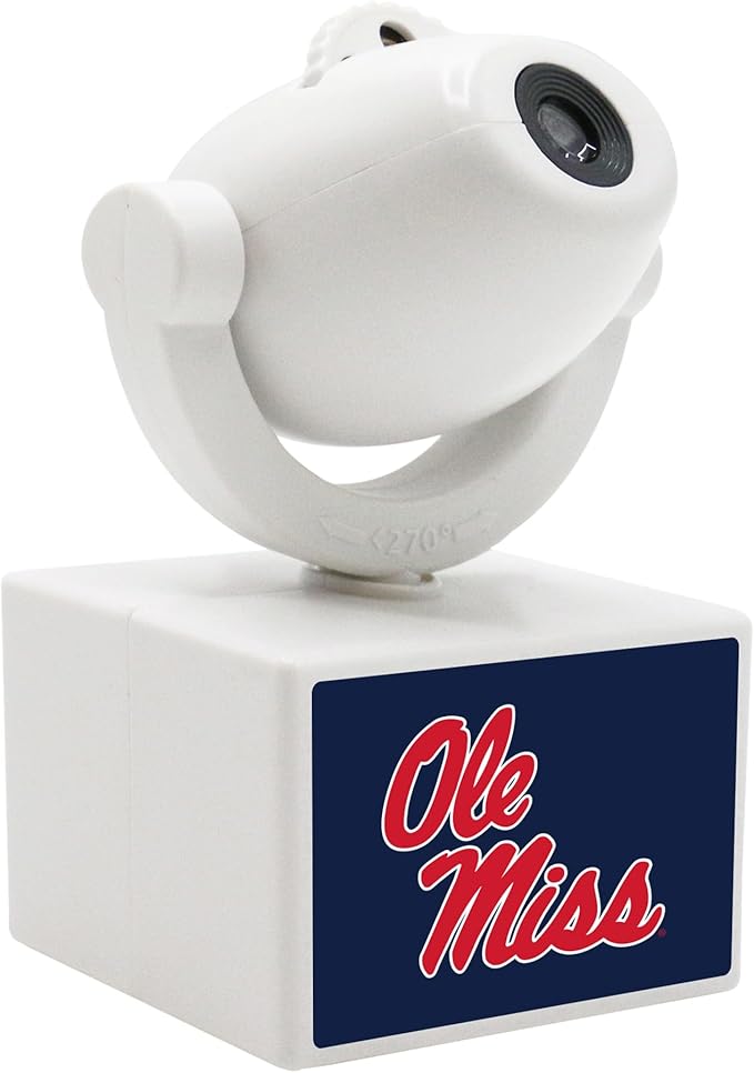 Sporticulture NCAA American Football Mississippi Ole Miss - Adjustable Led Mini Spotlight Projector with 6 Team Logo Designs - Portable &amp Rechargeable Spotlight - Battery-Operated - 4.375” x 3.125