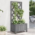 Wood Planter with Trellis Outdoor Raised Garden Bed with Trellis Wooden Planter Box for Climbing Plants 15.7x11.8x35.4 Gray Solid Wood Fir
