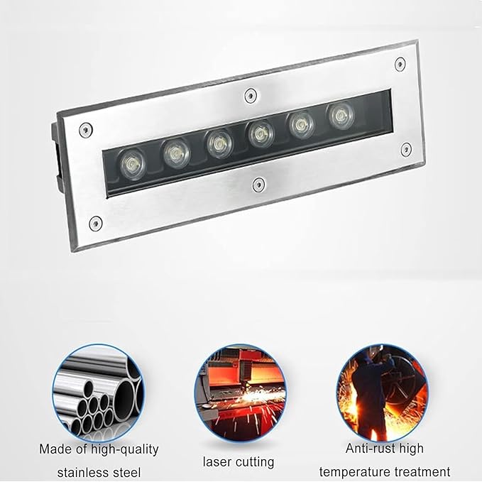 LED Landscape Lights - Buried Lights AC 85-265V Outdoor Stainless Steel Long Strip Decorative Lighting IP67 Waterproof for Embedded Aisle Steps Corridor Strip Spotlight Wall Washers