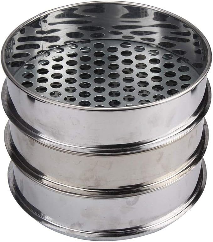 Sieve mesh Silver Stainless Garden Soil Sieve Compost Soil Stone Mesh Gardening Tool Soil Sieve Flower Nursery Plant Prop Knit Sieve #YJ - (Color: 12mm)
