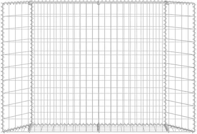 Trapezium Gabion Raised Garden Bed Silver Galvanized Steel Planter for Outdoor Plants 59.1 x 7.9 x 39.4 in Weather Resistant High Load Capacity