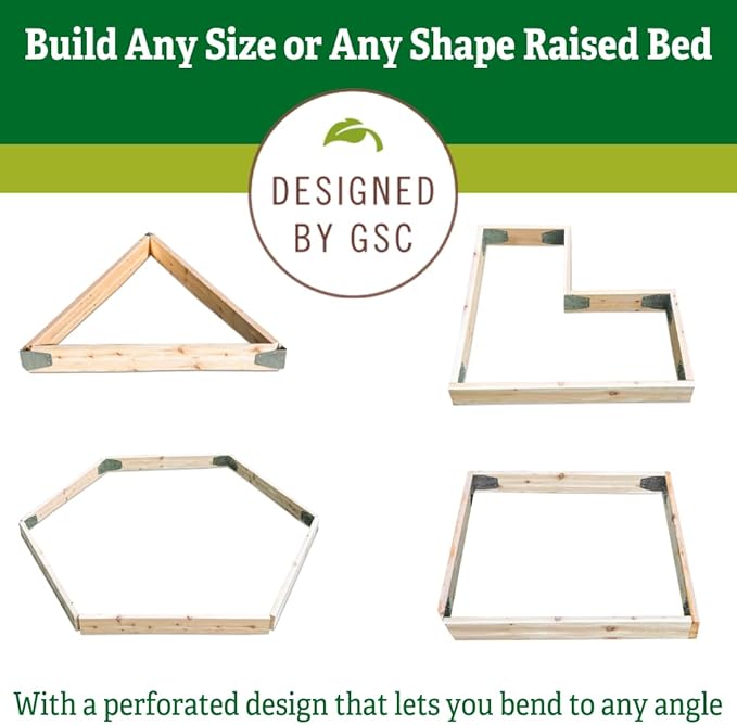 Gardener's Supply Company Adjustable Raised Bed Corners - Set of 4 | DIY Garden Bed Corners Bend to Any Angle Use with Any Lumber | 12” L x 5” W Durable Steel with Pre-Drilled Holes &amp Hardware