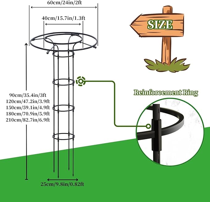 Garden Trellis for Climbing Plants Vertical Umbrella Trellis 3/3.9/4.9/5.9/6.9ft Sturdy Plant Support for Flowers Vegetable Fruits Vines Indoor Outdoor(WhiteHeight: 120cm/3.9ft)