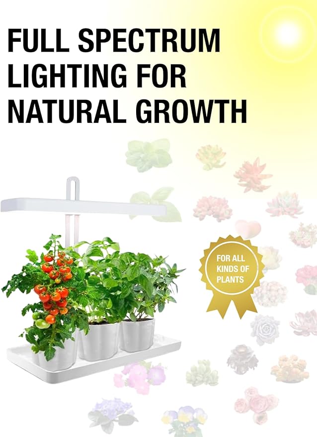 TORCHSTAR Indoor Herb Garden with LED Grow Light Height Adjustable 20W Growing System with Automatic Timer CRI 95+ Full Spectrum Plant Light for Seeds Vegetation Home White No Pots or Plants