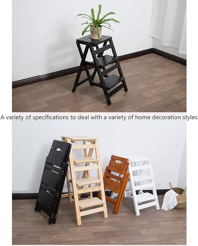 Foldable Wooden Garden Bench Seat with Insulation Step Stool and Flower Pot Display