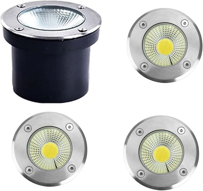 LED Underground Light 4 Pack Waterproof Spotlight IP65 Outdoor Landscape Lighting 5W 12V/24V/85-265V for Garden Stairs Holiday Decoration Driveway Pathway Lights (Green Light 24V)