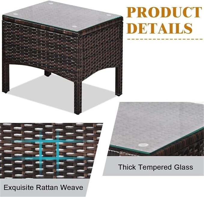 Pemberly Row 3-Piece 26'' Rattan Conversation Set Outdoor Seating Ensemble Built for Casual Comfort and Interaction Brown