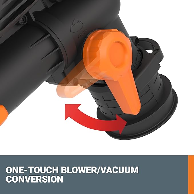 WORX Trivac 3 in 1 Electric Leaf Blower for Lawn Care Leaf Vacuum with 350 CFM &amp 210 MPH Leaf Mulcher with Metal Impeller Reusable Bag Included WG505.2