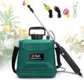 Battery Powered Sprayer 2 Gallon Powerful Electric Garden Sprayer with 3 Mist Nozzles USB Rechargeable Handle Retractable Wand and Adjustable Shoulder Strap for Irrigation Weeding(Green)