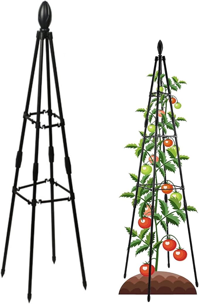 RADAAB Obelisk Trellis for Climbing PlantsMetal Garden Trellis 31.5in 47in 63inPlant Support for Vines and Flowers StandsBlack Plant Tower MetalobeliskRustproof Garden Obelisk (Size : 120cm/47in)
