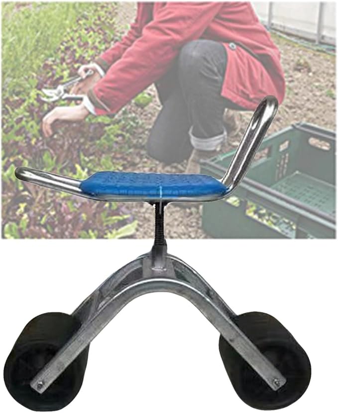 Outdoor Lawn Yard Rolling Work Seat 360 Degree Swivel Height-Adjustable Chair Foldable Garden with Wheelsfor Planting(2-Wheeled)