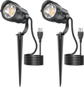 HIBOITEC 12W Spot Lights Outdoor 110V to 120V Landscape Lighting Waterproof Spotlight with 4.9ft 3-Plug LED Plug in Landscape Lights for Yard Gardern Decorations 2900K 2Packs