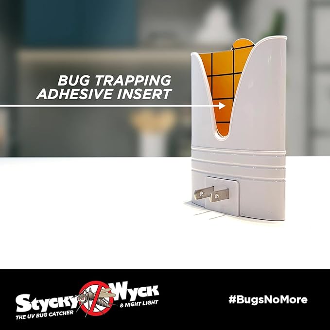 Flying Insect Trap Night Light LED Bug Catcher (Multi-Pack) - Plug in Bug Catcher Captures Houseflies Fruit Flies and Gnats - Adhesive Inserts Included