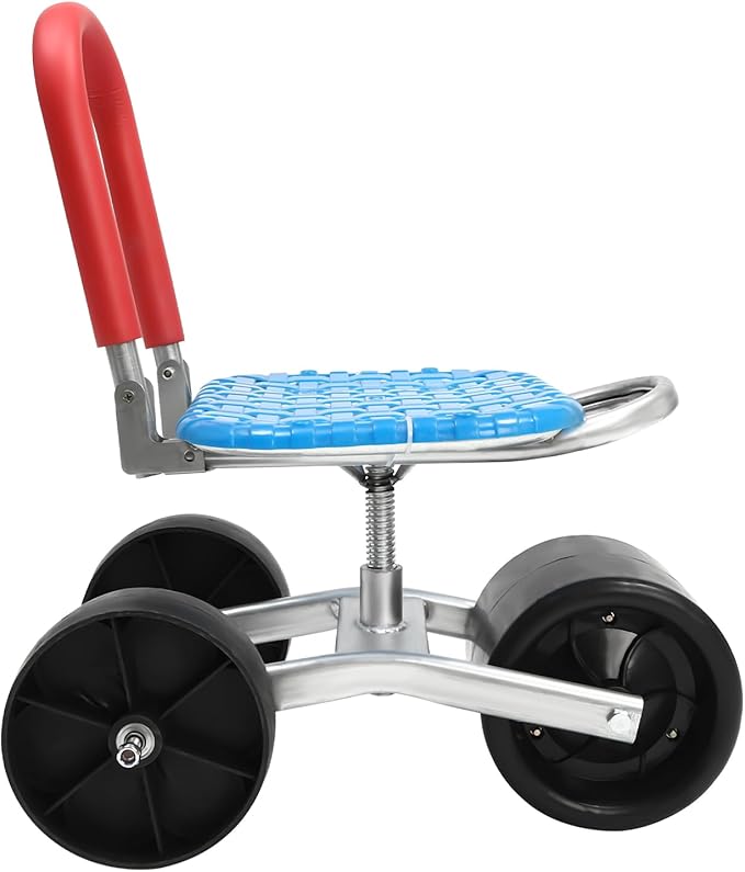 Garden Cart Rolling Workseat Garden Seat with Wheels Comfort Utility Stool 360 Degree Swivel Seat Adjustable Height and Direction for Patio Yard Heavy Duty Gardening Stool