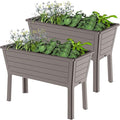 Raised Garden Bed with Wheels Resin Sturdy Planter Waterproof UV-Resistant Outdoor for Flowers Vegetables Herbs in Backyard Patio (2 Grey)