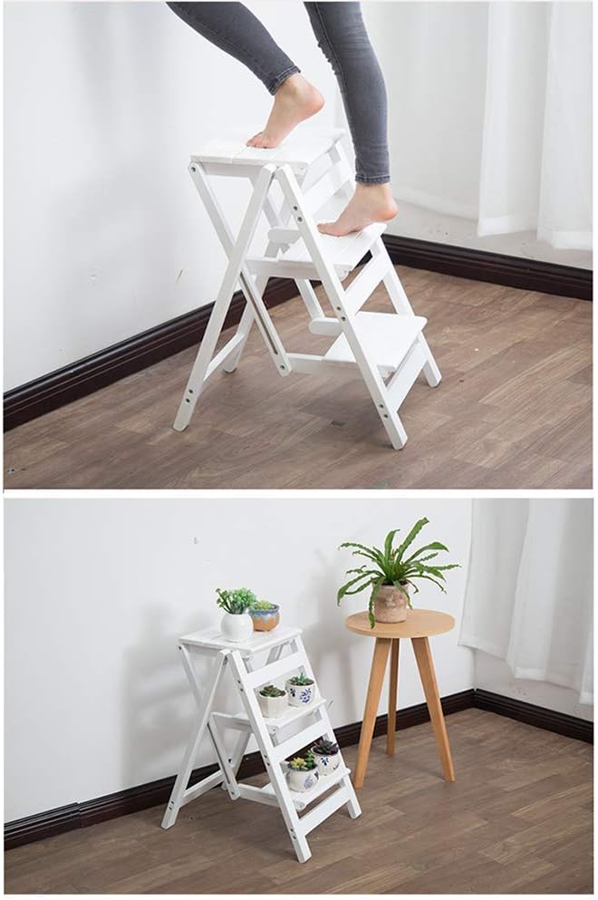 Foldable Wooden Garden Bench Seat with Insulation Step Stool and Flower Pot Display