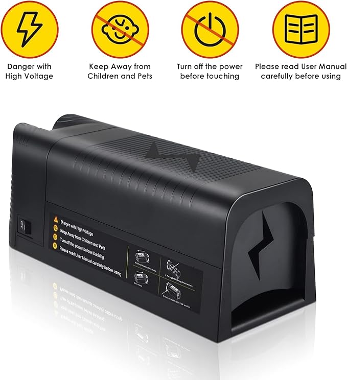 2026 Rat Trap Electric Mouse Trap Zapper with Powerful VoltageRechargeable Reusable Electric Mice Trap Rodent Zapper Electronic Mouse Traps Shock Killer for Indoor Kitchen Attic Warehouse Home