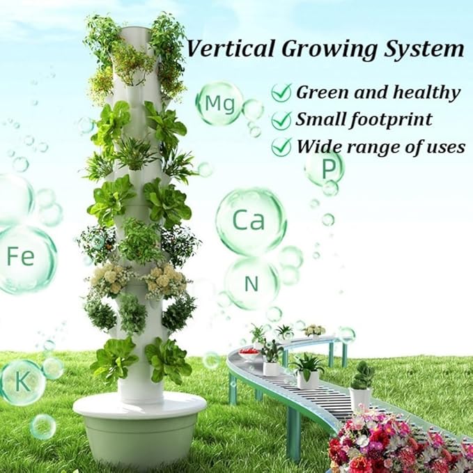 Hydroponic Growing System Vertical Tower Garden System Hydroponic Tower with Led Light Automatic Water Circulation System Suitable for Leafy Greens and Herbs(5 Layer)