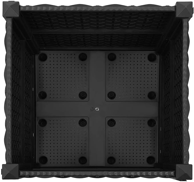 Elevated Garden Bed - Black Polypropylene Planter 40x40x38 cm Deep &amp Wide for Plants &amp Flowers