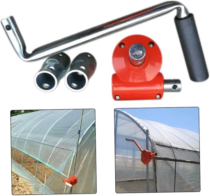 Sidewall Manual Crank Winch Greenhouse Hand Crank Winch Agricultural Film Roll Up Coiler Manual Lifting Device Machine Blinds Rolling for Greenhouse Ranch Ventilation