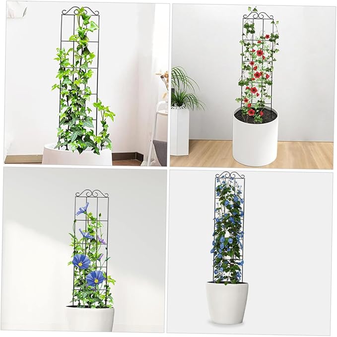 4pcs Metal Plant Support Frame Climbing Trellis for Garden and Potted Vines 50x15cm Black Vegetable and Flower Climbing Bracket for Home and Greenhouse Use