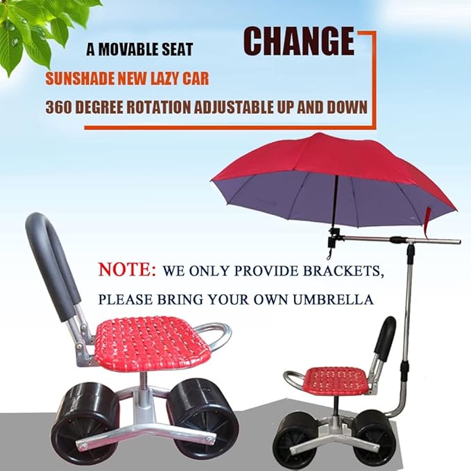 DYK&ampNX Gardening Rolling Scooter with Seat Foldable Garden Cart Portable Gardening Stool 360° Rotation Garden Kneeling Pad Great Gift for Parent Gardener Old People