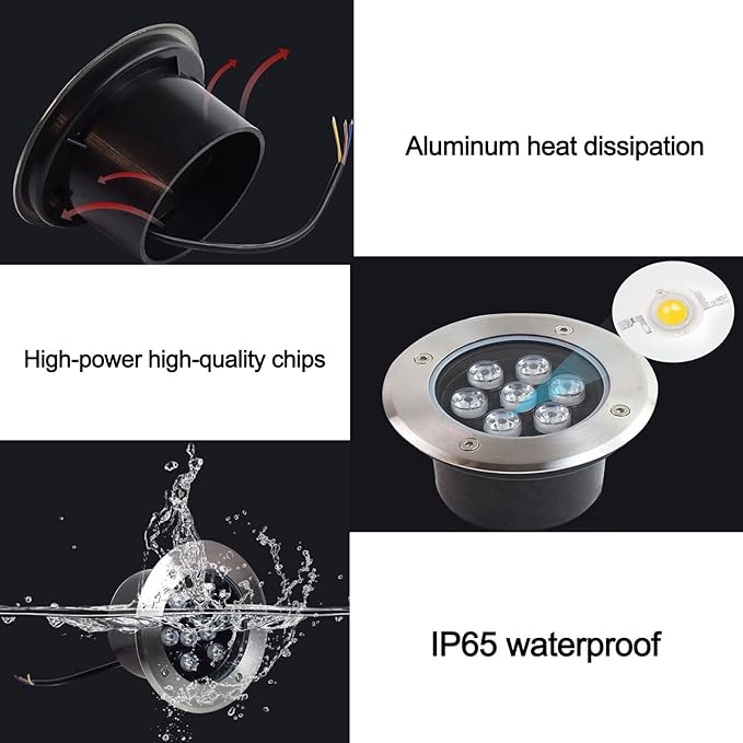 Underground Light LED - AC Embedded LED Spotlight IP67 Waterproof Ultra-Thin Underground Lighting Source Suitable for Outdoor Terraces Staircase Landscape LWarm White 9W