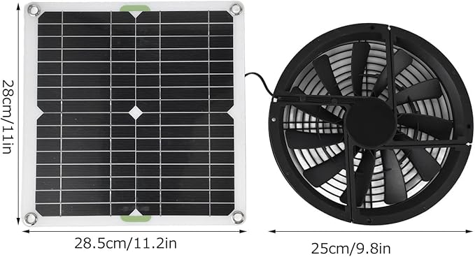 Solar Panel Fan Kit 100W 12V Waterproof Solar Exhaust Fan Portable Ventilator with Metal Protection Mesh Solar Powered Exhaust Fan for Chicken Coops Greenhouses Sheds Pet Houses Window Exhaust