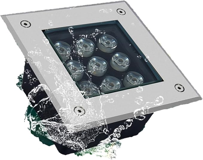 Square Landscape Lamp Recessed Outdoor Buried Lights 12V Low Pressure Stainless Steel Well Light IP67 Waterproof Round Garden LED Spotlight(Purple18w)