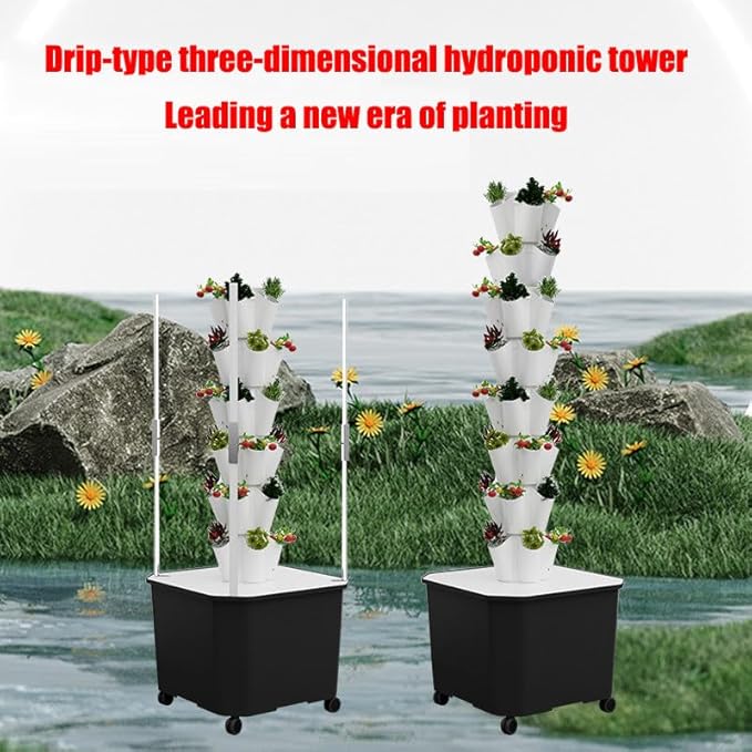 Hydroponics Growing System6/8/10/12 Layers Garden Hydroponics Growing Sys Hydroponics Tower Aeroponics Grow Kit Planting Sysfor Gardening Lover for Fruits VegetablesWhite-12LAYE
