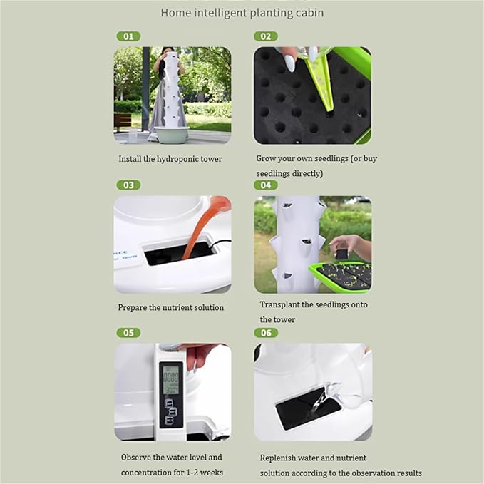 Hydroponics Tower Indoor Growing System Vertical Hydroponic Vegetable Growing Machine with Pump And Movable Water Tank Garden Planter Indoor Smart Garden Kitfor Both Indoor And Outdoor20 holes