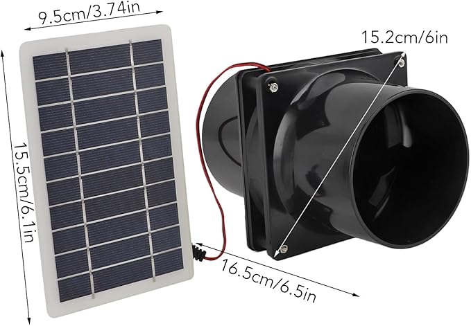 CHICIRIS Solar Powered Exhaust Fan Automatic Ventilation System Solar Ventilation Fan Durable Design for Small Space Ventilation for Chicken Coop Greenhouse Garage and Pet Enclosures