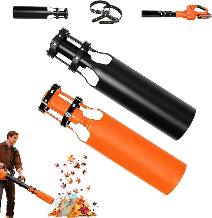 2 Pack Leaf Blower Air Booster Universal High-Speed Cyclone Nozzle Attachment for 2-4 Inch Blowers – for Lawn Patio Driveway Gutter Cleaning（Black and Orange）
