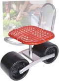 Heavy Duty Gardening StoolRolling Garden Cart with 2 Wheels360° Swivel with Seat for Lawn Planting Yard Work(Red)