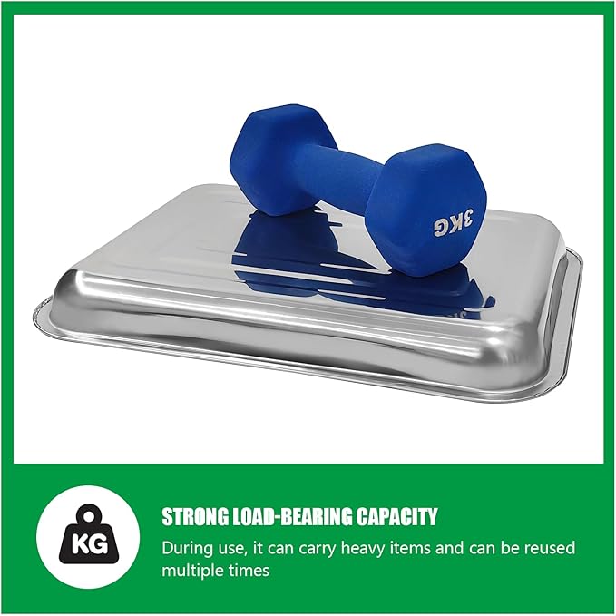 10 Pack Stainless Metal Trays Stainless Steel Seed Starter Carry Tray for Nursery Seedling Pots Water Collection Transplantation (10.63 inch×14.17 inch 1.18 Height)