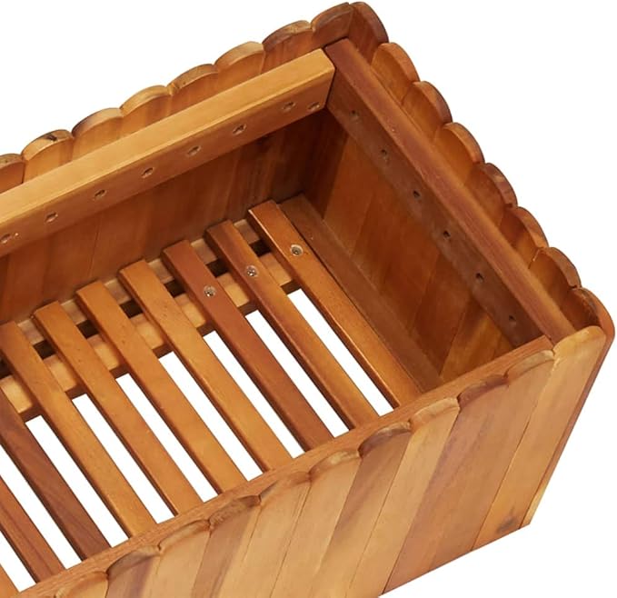 Wooden Raised Garden Planter Bed Solid Acacia Wood Slatted Design Patio Flower Plant Vegetable Bed Lawn Backyard Outdoor Patio DIY Decor 59x11.8x9.8