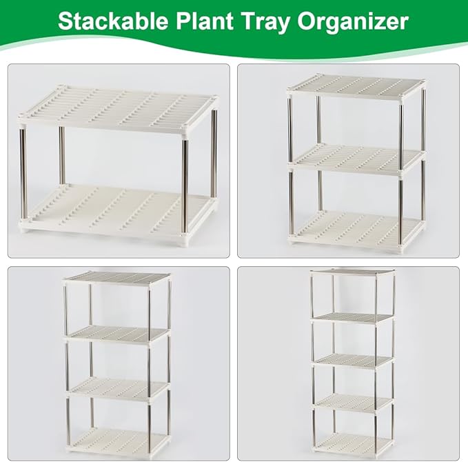 5 Layer Seed Starter Tray Plant Stand Storage for Nursery Pot Seedling Cell Tray Container Indoor/Outdoor Plant Rack Holder (White)