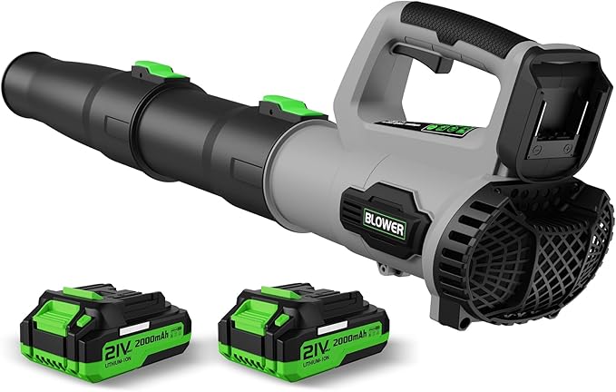 LEAPUL Leaf Blower Cordless 21V Electric Leaf Blower with 2×2.0Ah Batteries &amp 1 Fast Charger Lightweight Battery Powered Blower for Lawn Care Patio Cleaning