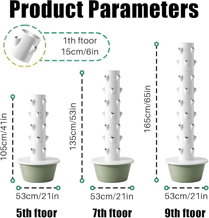 Hydroponic Growing System Kit Indoor &amp Outdoor Herb Garden Vegetable Tower with LED Grow Lights Automatic Timer Ideals for Gardeners &amp Beginners 7thfloor