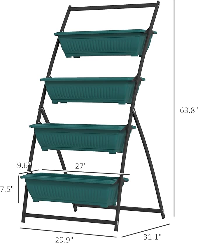 Plant Stand Grow Container4 Tier Vertical Raised Garden Planter with 4 Boxesfor Vegetable Flowers