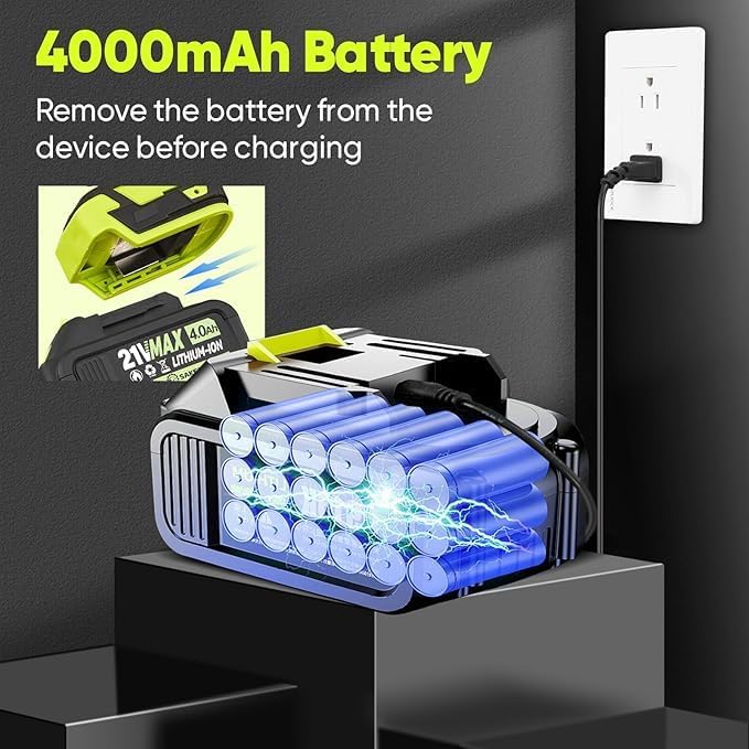 Portable Dust Cleaner Leaf Blower Cordless Handheld Snow Blower Hand Blowers for Lawn Care Patio Cleaning Leaves and Dust Blowing 4.0Ah Battery and Charger Included (1 Battery)