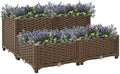 Raised Garden Bed 31.5x31.5x15 Polypropylene Square Outdoor Planter Box for Vegetables Herbs Flowers Brown