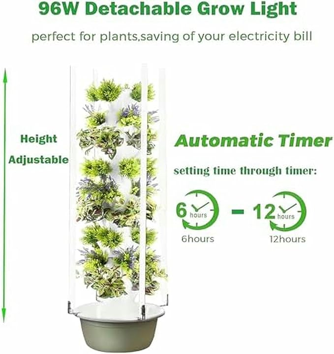 Vertical Hydroponics Tower System - Smart Indoor Garden Kit for Herbs Fruits &amp Vegetables 9-Layer Hydroponic Growing Tower-